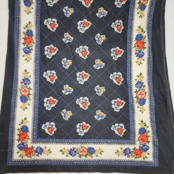 Tory Burch Medium Floral Print T-shirt Dress Navy Flower & Logo Print - Picture 2 of 16